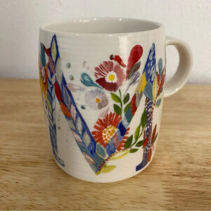 Anthropologie Starla Halfmann‎ M Monogram Floral Cup Mug